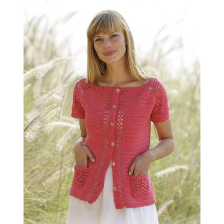 Warm Apricot Cardigan by DROPS Design - Jakke Hækleopskrift str. S - XXXL Warm Apricot Cardigan by DROPS Design - Jakke Hækleopskrift str. S - XXXL