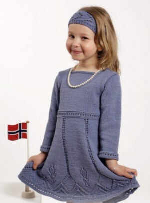 Wendy Darling by DROPS Design - Kjole og Hårbånd Strikkeopskrift str. 2 år - 9/10 år