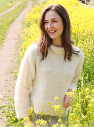 White Dandelion by DROPS Design - Bluse Strikkeopskrift str. S - XXXL