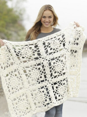 Winter Crystal by DROPS Design - Tæppe Hækleopskrift 80/104-104/128 cm