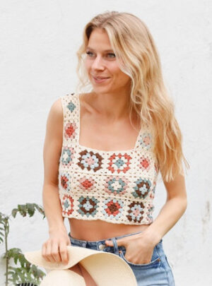 Woodstock Weekend by DROPS Design - Top Hækleopskrift str. S - XXXL