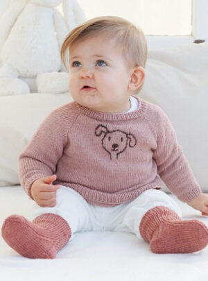 Woof Woof Sweater by DROPS Design - Baby Bluse Strikkeopskrift str. 0/1 mdr - 3/4 år