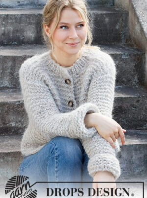215-34 Campfire Snuggles Cardigan by DROPS Design, fra Viking