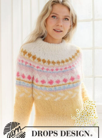 231-55 Lemon Meringue Sweater by DROPS Design, fra Viking