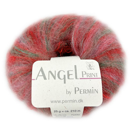 Angel Permin - Mohair og silkegarn - 884759 Print Rød/grøn Angel Permin - Mohair og silkegarn - 884759 Print Rød/grøn