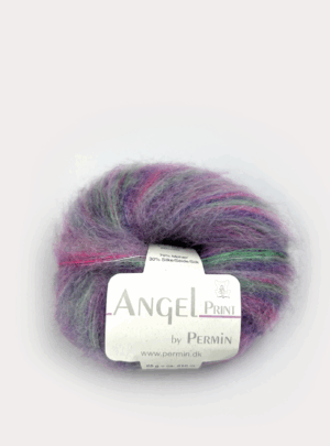 Angel Permin - Mohair og silkegarn - 884765 print Lilla/pink/grøn toner