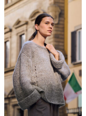 Sweater, Nebbia, Superkid Seta af Lana Grossa - Sweater Strikkeopskrift Str. 36-50