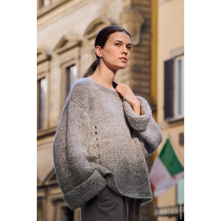 Sweater, Nebbia, Superkid Seta af Lana Grossa - Sweater Strikkeopskrift Str. 36-50 Sweater, Nebbia, Superkid Seta af Lana Grossa - Sweater Strikkeopskrift Str. 36-50