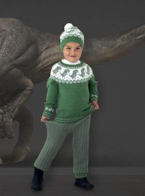 "Dino" Genser, bukser og hue - Viking Design 2131-6A Kit - 2-12 År - Viking Alpaca Storm, fra Viking