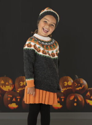 "Halloween" Genser, nederdel og hue - Viking Design 2131-2B Kit - 2-12 År - Viking Alpaca Storm, fra Viking
