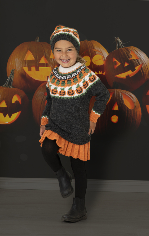 "Halloween" Genser og hue - Viking Design 2131-2 Kit - 2-12 År - Viking Alpaca Storm, fra Viking "Halloween" Genser og hue - Viking Design 2131-2 Kit - 2-12 År - Viking Alpaca Storm, fra Viking