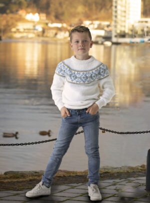 "Sandnes" Genser - Viking Design 2131-5A Kit - 1-12 År - Viking Alpaca Storm, fra Viking