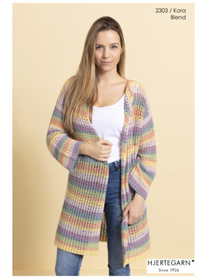 2303 Kora - Lang hæklet cardigan - Hækleopskrift - Hæklekit Str S strikkekit
