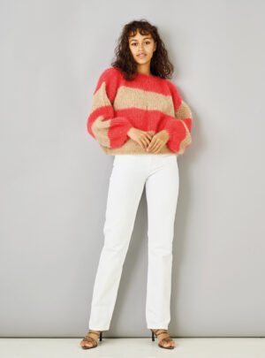 Bella strikkeopskrift Sweater Med Bredde Striber 893276 Str S