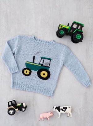 Bluse med Traktor Strikkeopskrift/Strikkekit 8934104 Bluse med Traktor strikkekit 8934104 Str 2 år