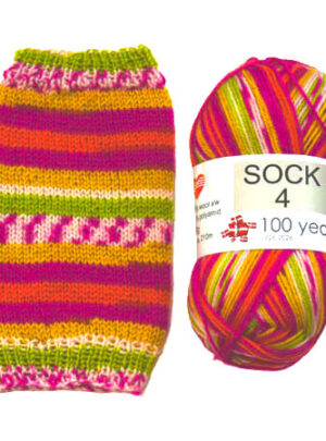 Sock 4 - Strømpegarn - Uldgarn - fv 5017 Flerfarvet