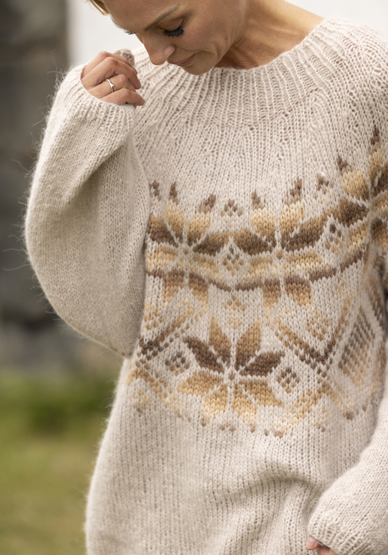 "Luna" Genser - Viking Design 2416-2C Kit - XS-XL - Viking Alpaca Bris, fra Viking "Luna" Genser - Viking Design 2416-2C Kit - XS-XL - Viking Alpaca Bris, fra Viking