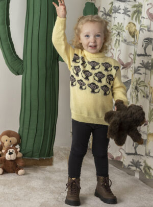 Abekat genser - Viking Design 2401-9 Kit - 1 - 12 år - Viking Baby ull, fra Viking