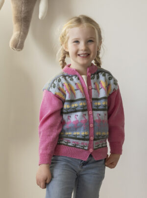 Flamingo cardigan - Viking Design 2401-5 Kit - 2 - 12 år - Viking Baby ull, fra Viking