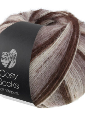 Lana Grossa Cosy Socks Soft Stripes Strømpegarn 103 Mokka/Gråbrun/Beige/Creme