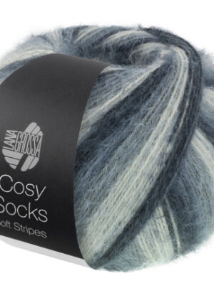 Lana Grossa Cosy Socks Soft Stripes Strømpegarn 104 Antracit/Mørkegrå/Musegrå/Lysegrå