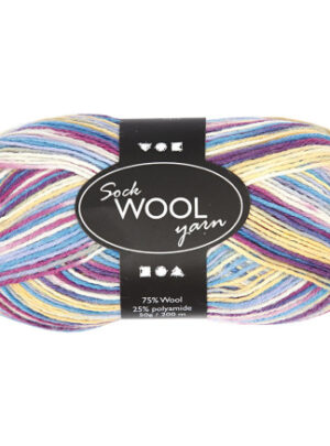 Strømpegarn, L: 200 M, lilla/pink harmoni, 50g/ 1 ngl.