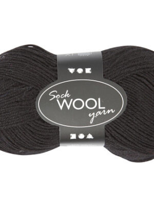 Strømpegarn, L: 200 M, sort, 50g/ 1 ngl.