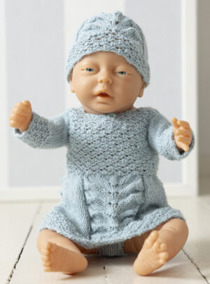 Julie dukkekjole, hue og trusse - Viking Design 2607-11 Kit - baby born - Viking Alpaca Lille Storm, fra Viking