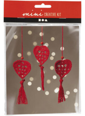 Mini DIY Kit Hækle, Hjerte, 1 pk.
