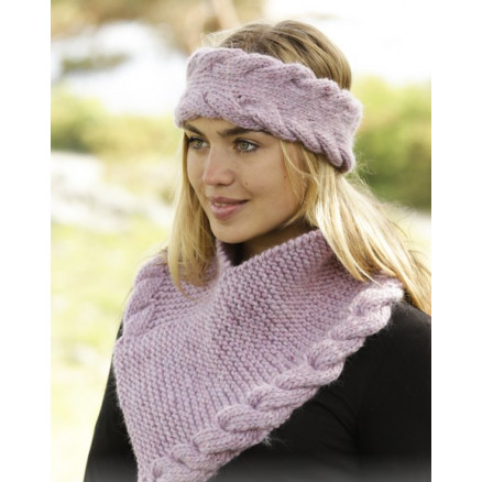 Braided Warmth by DROPS Design - Pandebånd og Hals Strikkeopskrift S/M - M/L Braided Warmth by DROPS Design - Pandebånd og Hals Strikkeopskrift S/M - M/L