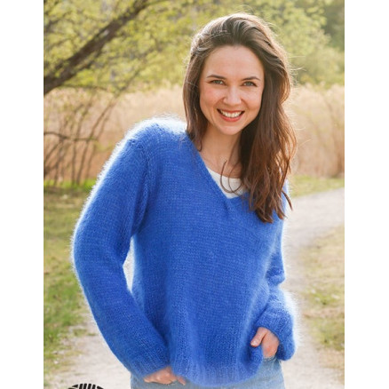Cornflower Blues by DROPS Design - Bluse Strikkeopskrift str. S - XXXL Cornflower Blues by DROPS Design - Bluse Strikkeopskrift str. S - XXXL
