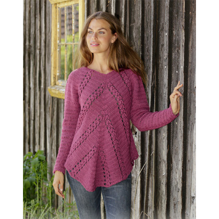 Flora Viola by DROPS Design - Bluse Hækleopskrift str. S - XXXL Flora Viola by DROPS Design - Bluse Hækleopskrift str. S - XXXL