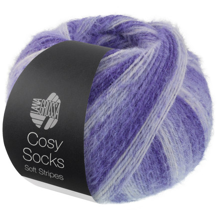 Lana Grossa Cosy Socks Soft Stripes Strømpegarn 101 Blåviolet/Violetblå/Lys Violet/Hvid Lana Grossa Cosy Socks Soft Stripes Strømpegarn 101 Blåviolet/Violetblå/Lys Violet/Hvid