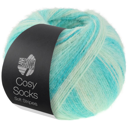 Lana Grossa Cosy Socks Soft Stripes Strømpegarn 102 Jade/Lys grøn/Hvidgrøn/Råhvid Lana Grossa Cosy Socks Soft Stripes Strømpegarn 102 Jade/Lys grøn/Hvidgrøn/Råhvid