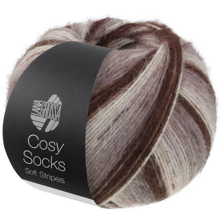Lana Grossa Cosy Socks Soft Stripes Strømpegarn 103 Mokka/Gråbrun/Beige/Creme Lana Grossa Cosy Socks Soft Stripes Strømpegarn 103 Mokka/Gråbrun/Beige/Creme