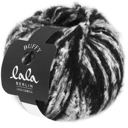 Lana Grossa Lala Berlin Buffy Garn 12 Sort/Råhvid Lana Grossa Lala Berlin Buffy Garn 12 Sort/Råhvid