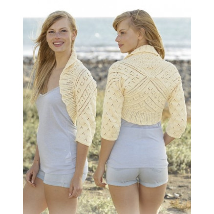 Lemon Cross by DROPS Design - Bolero Strikkeopskrift str. S - XXXL Lemon Cross by DROPS Design - Bolero Strikkeopskrift str. S - XXXL