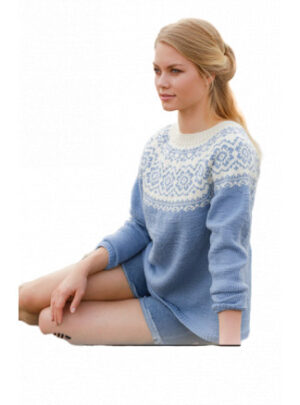 Periwinkle by DROPS Design - Bluse Strikkeopskrift str. S - XXXL