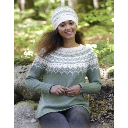 Perles du Nord by DROPS Design - Bluse og Hue Strikkeopskrift str. S - XXXL Perles du Nord by DROPS Design - Bluse og Hue Strikkeopskrift str. S - XXXL