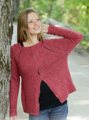 Raspberry Delight by DROPS Design - Jakke Strikkeopskift str. S - XXXL