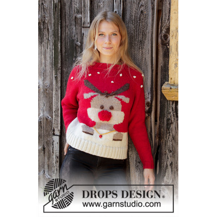 Red Nose Jumper by DROPS Design - Bluse Strikkeopskrift str. S-XXXL Red Nose Jumper by DROPS Design - Bluse Strikkeopskrift str. S-XXXL