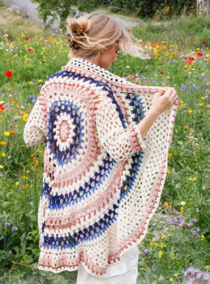 Summer Sunset by DROPS Design - Cardigan Hækleopskrift str. S - XXXL