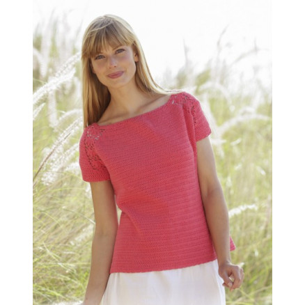 Warm Apricot by DROPS Design - Top Hækleopskrift str. S - XXXL Warm Apricot by DROPS Design - Top Hækleopskrift str. S - XXXL