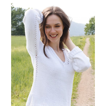 White Trail by DROPS Design - Bluse Strikkeopskrift str. S - XXXL White Trail by DROPS Design - Bluse Strikkeopskrift str. S - XXXL